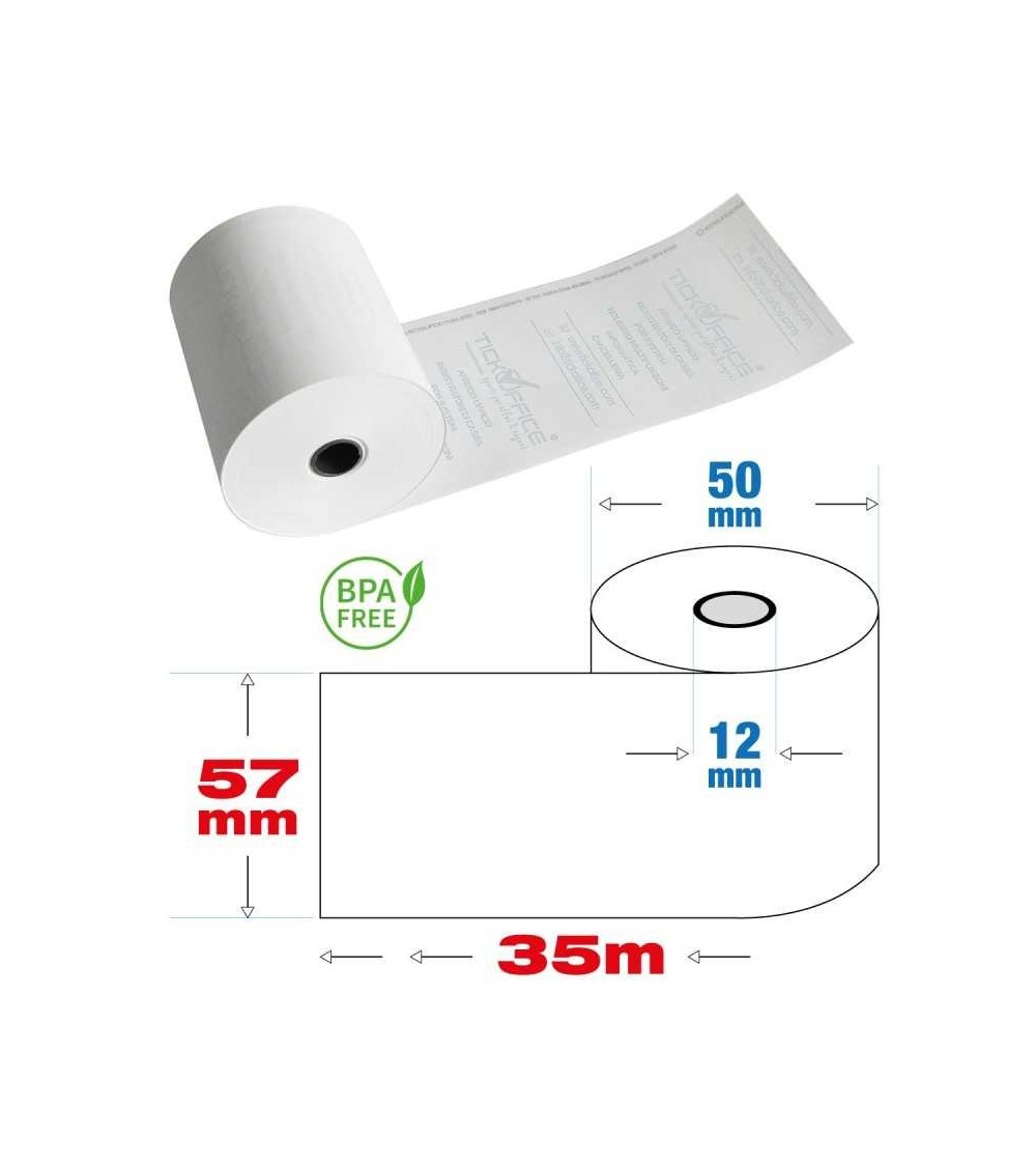 50 Pz - Rotoli termici 57mm x 35 metri per registratori cassa