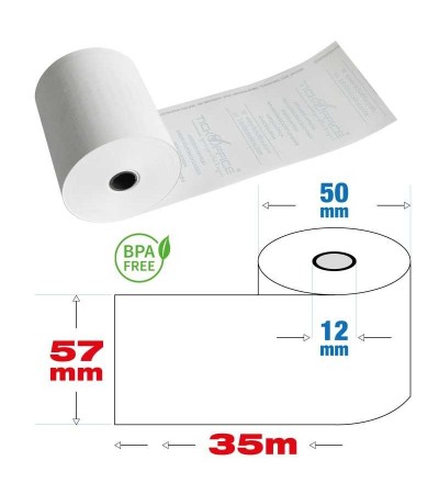 10 Pz - Rotoli termici 57mm x 35 metri per registratori cassa