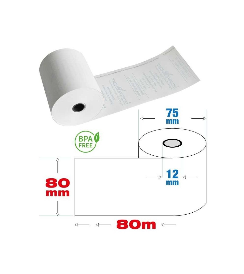 10 Pz - Rotoli termici 80mm x 80 metri per registratori cassa