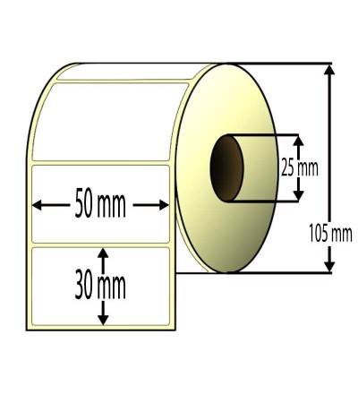 50 x 30 mm, f. 25 - Rotolo n°1000 etichette termiche adesive